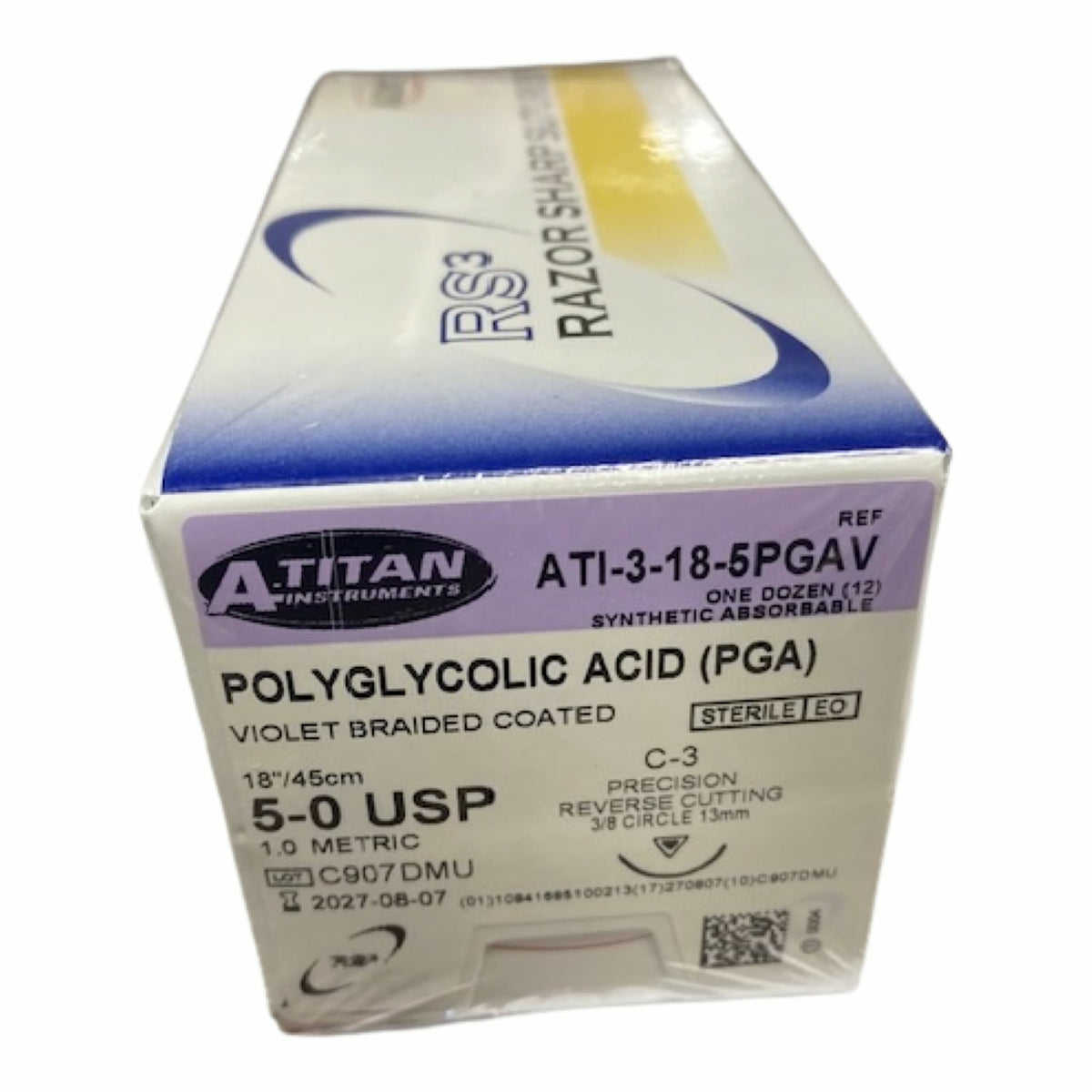 Absorbable PGA(Vicryl) Violet & Braided 18" C-3 Needle, Size 5-0