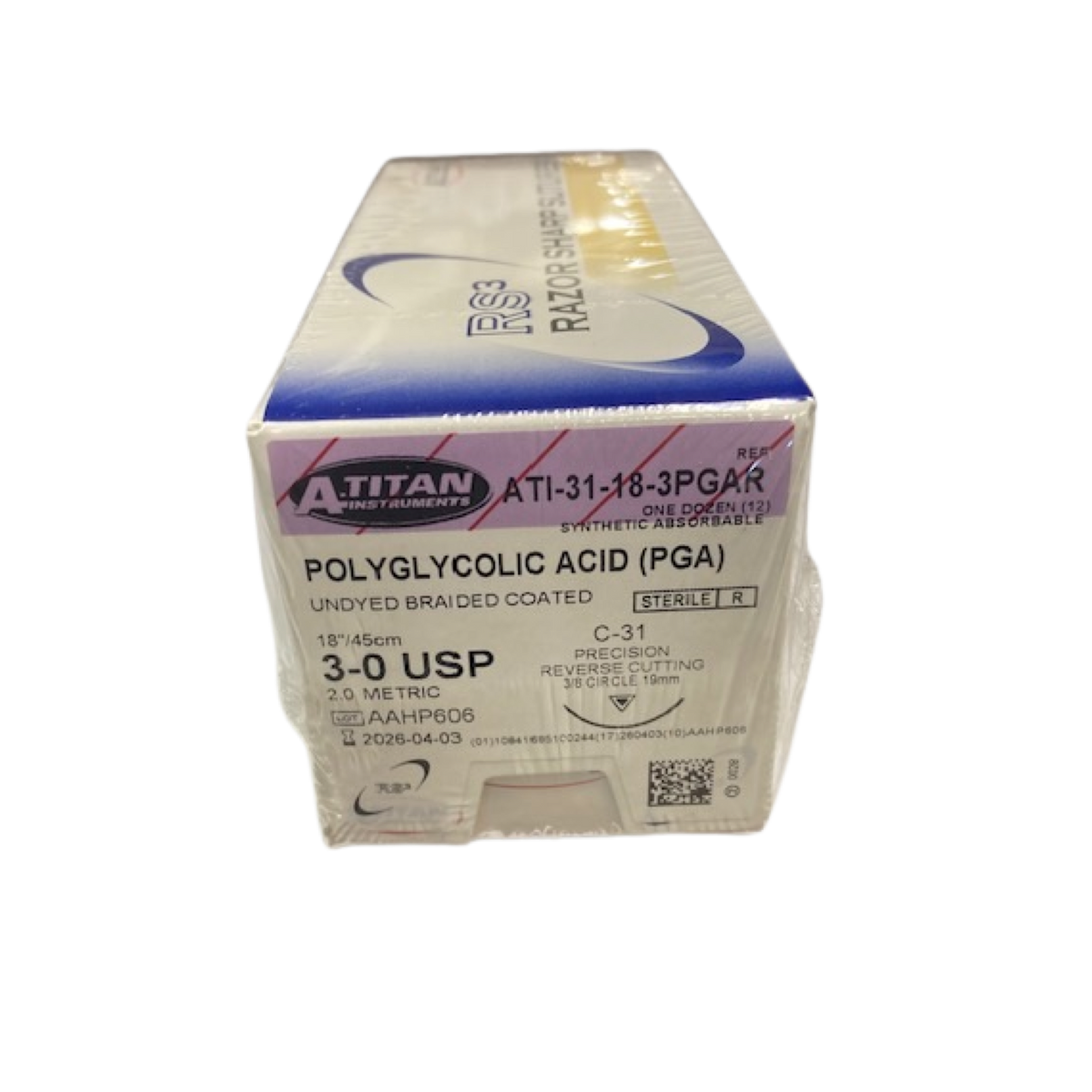 Absorbable PGA(Vicryl) Fast Absorbing & Undyed 18" C-31 Needle