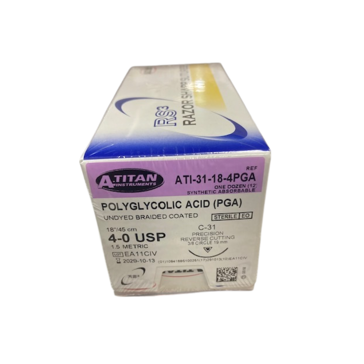 Absorbable PGA(Vicryl) Undyed & Braided 18" C-31 Needle
