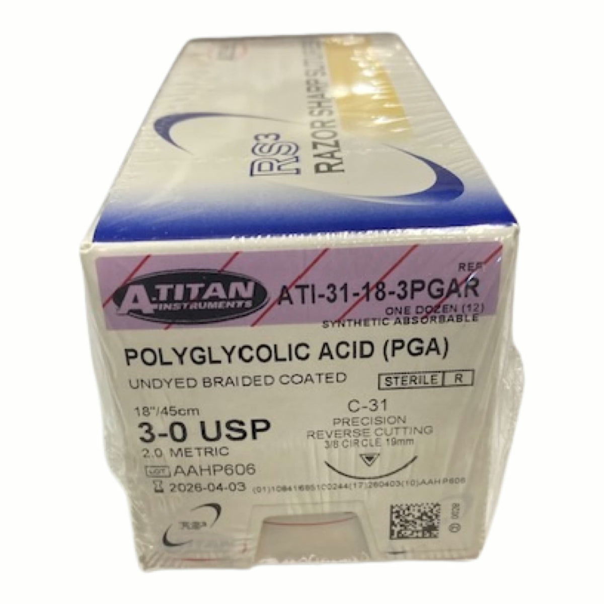 Absorbable PGA(Vicryl) Fast Absorbing & Undyed 18" C-31 Needle