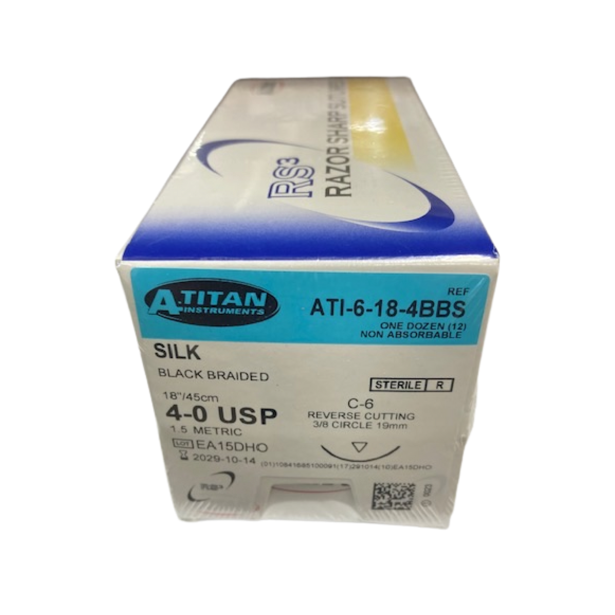 Non Absorbable Black Braided Silk Suture, 18" C-6