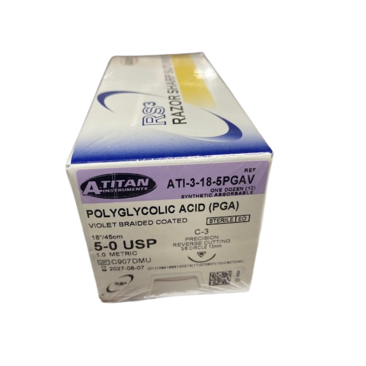 Absorbable PGA(Vicryl) Violet & Braided 18" C-3 Needle, Size 5-0